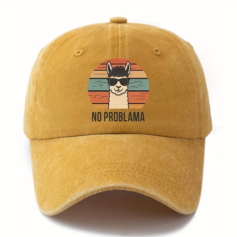

Male and female cartoon alpaca baseball cap with curved brim suitable for outdoor activities such as camping and travel Adjustable жёлтый
