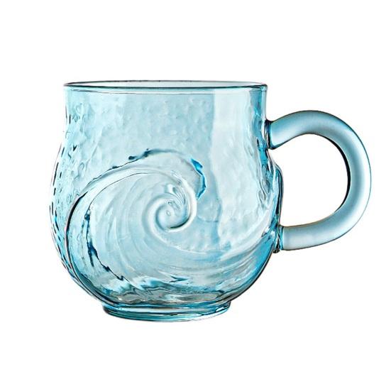 Hrnek se skleněnou vlnou při západu slunce Káva Čaj Víno Šálek 393ml Unikátní textura mořského skla Gradientní barva Sklenice na ledové nápoje Řemeslná domácí dekorace