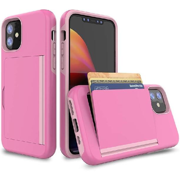 for iPhone 11 Case with Card Holder, Credit Card Slot Protective Wallet Case- Black