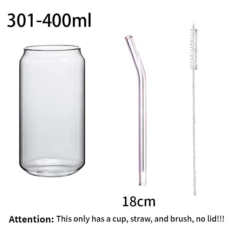 Creative Glass Cup Bamboo Lid Can Shape Tea Juice Milk Coffee Mug Glass Drinking Cup High Borosilicate Glass Durable Drinkware