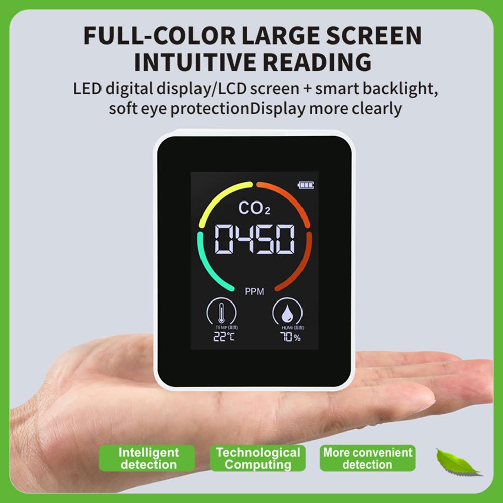 3 In 1 Carbon Dioxide Detector Semiconductor Sensor Carbon Dioxide Sensor Portable Color Screen Gas Detector Analysis Instrument