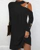 Women's One Shoulder Chain Detail Long Sleeve Dress
