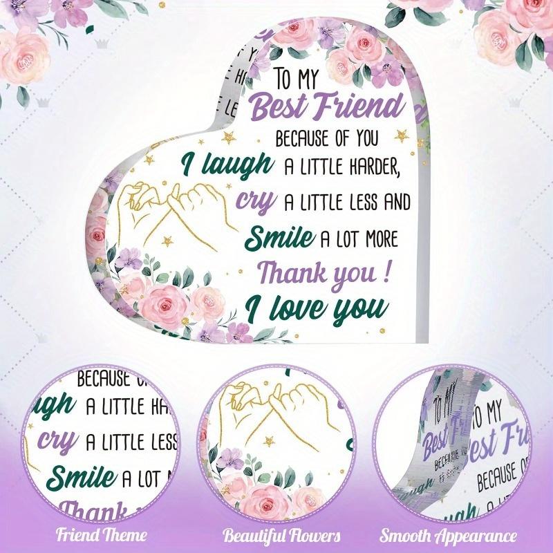 Acrylic Table Decoration for Party, Best Friends Birthday Christmas Gifts for Women, Miles Apart But Always Close At Heart