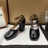 Fashion Cylindrical Heel Tabi Pumps Front Buckle High Heels Novel Design Split Toe Leather Shoes Custom Multi-Color Women Handmade Shoes