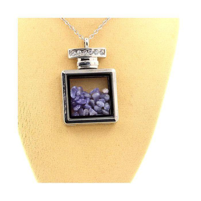 Stones and Minerals. Raw Tanzanite Necklace. Bottle Model.