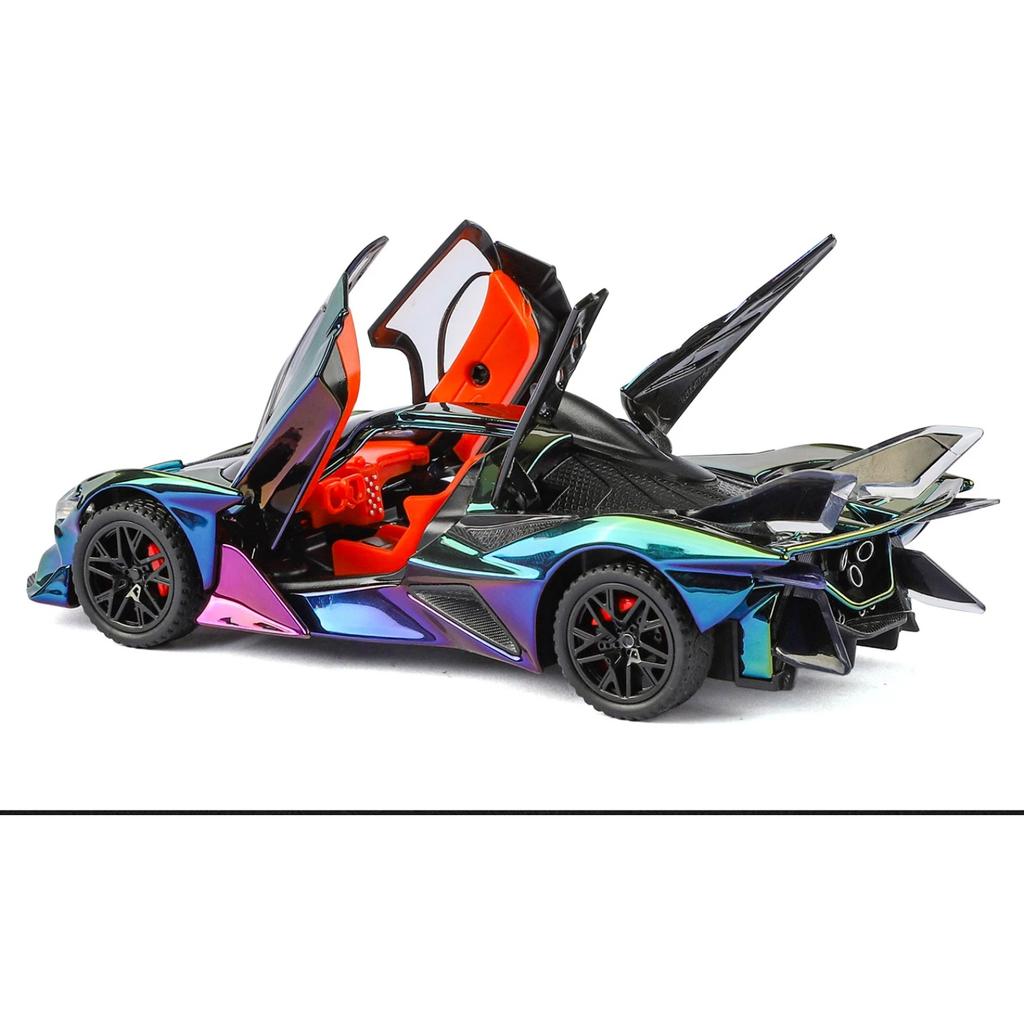 Simulation 1/32 Apollo EVO Electroplated Alloy Car Model Colorful Sports Car Ornaments Sound and Light Pull Back Children's Toys
