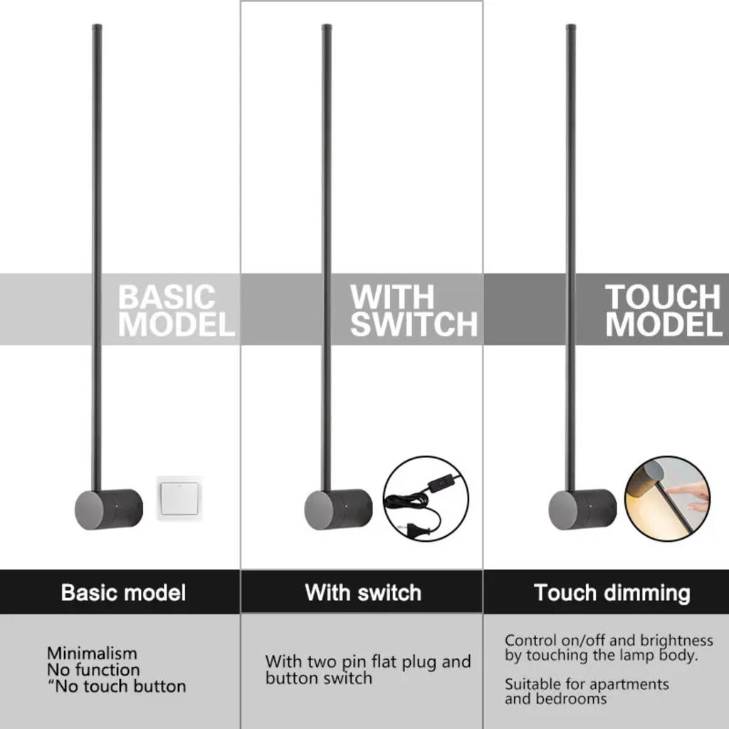 New Black Touch Switch Dimmable LED Wall Lamps Bedroom Living Room Indoor Gold LED Wall Lights Fixture Stairs Corridor Aisle
