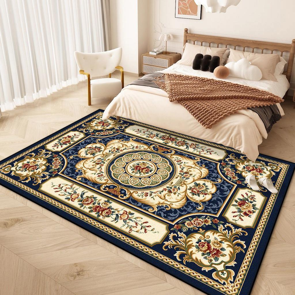 European Style Luxury Living Room Rug Big Size Antiskid Flower Design Bedroom Decor Bedend Carpet Easy Clean Entrance Door Mat