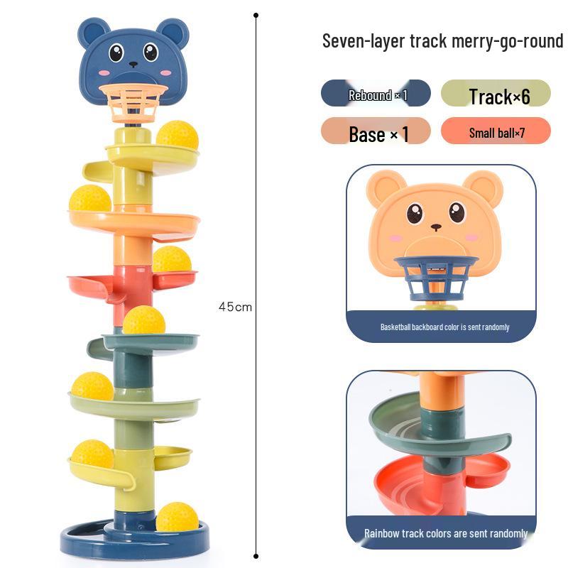 

Игрушка Башня с вращающимися шариками для малышей от 6 месяцев+, Развивающее развлечение для детей 1-3 лет, Включает баскетбольную трассу