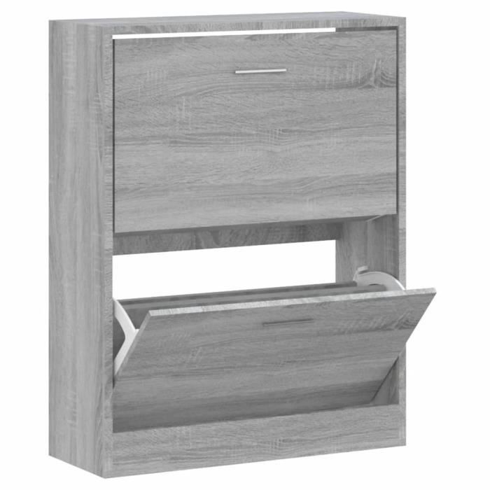 VidaXL Armoire à chaussures Sonoma gris 63x24x81 cm Bois d'ingénierie 342562