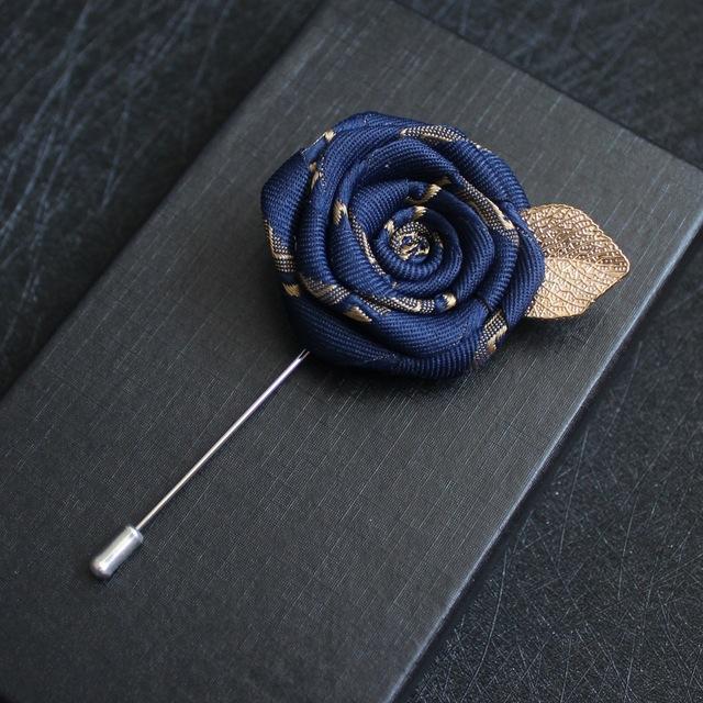 I -Remiel Upscale Long Needle Brooches And Pins For Men 'S Suit Shirt Ribbon Rose Brooch Korean Girls Corsage Pocket Towel Collar black