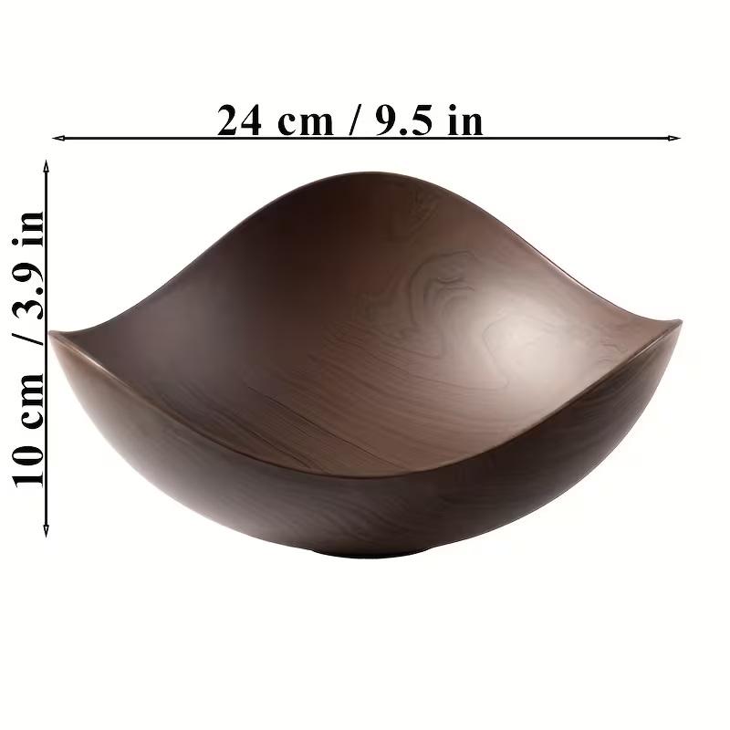 Large Plastic Party Table Salad And Fruit Bowl, Candy Container, Wood Grain Finish, Suitable For Parties And Gatherings.