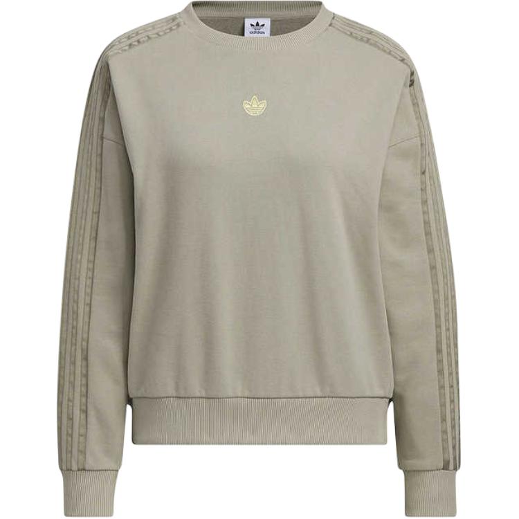 

Adidas Originals Striped Logo Sports Casual Pullover Long Sleeve Sweatshirt Women sweatshirt Gray KB1925 M