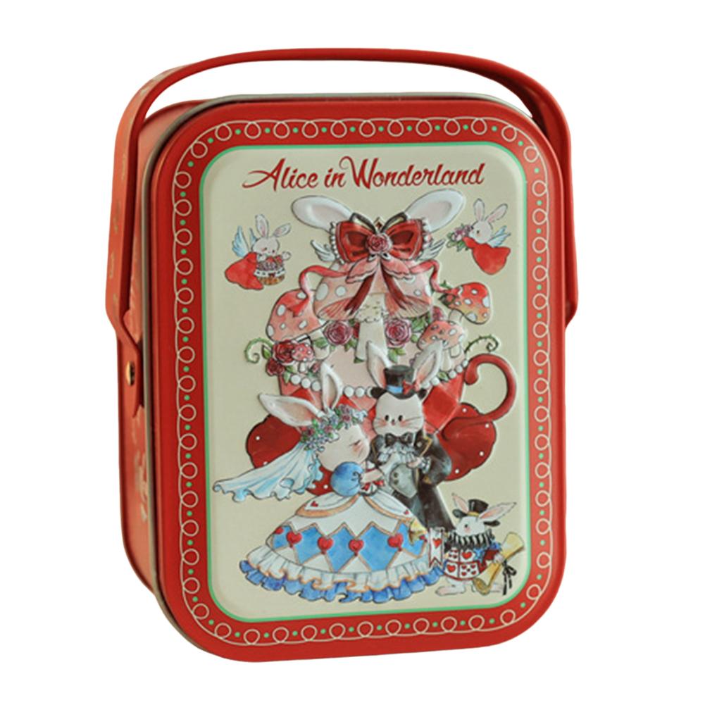 Metal Rabbits Candies Tin Box With Handle Portable Biscuits Storage Case Cartoon Pattern Candy Box For Present Wrapping Supplies