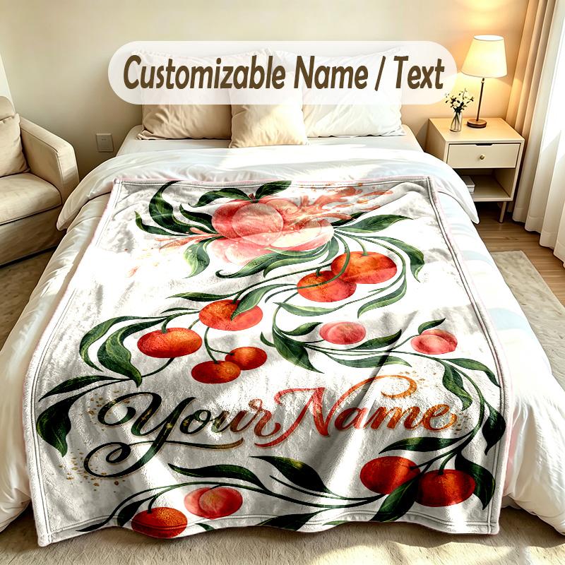 Floral Garden Theme Soft Blanket Personalized Custom Name Text Print Warm Blanket Home Sofa Bedroom Decor