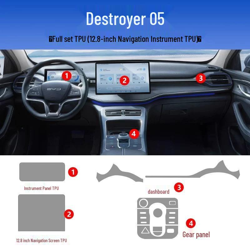 BYD Destroyer 05 Interior Protective Film for Dashboard and Gear Shift - High Quality