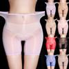 Men Sheer Transparent Boxer Briefs Oil Glossy Underpants Tight High Elastic Shorts Underwear Seductive Stockings Lingerie