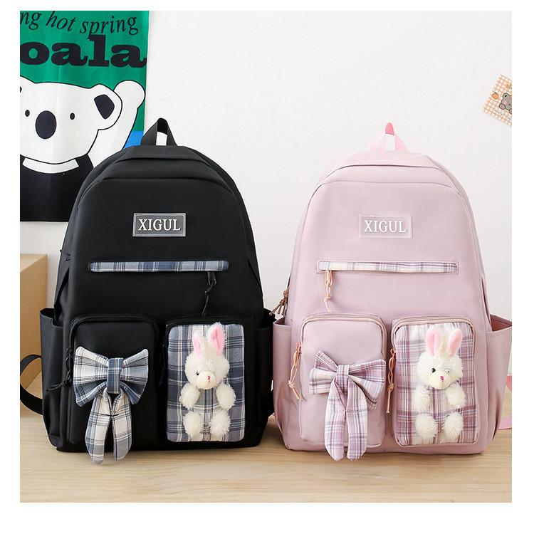 Cute Cartoon School Backpack For Girls Nylon Material High Capacity Book Bag
