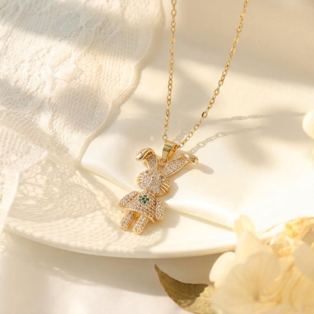 Colorful Cartoon Titanium Steel Zircon Pendant Necklace - Women's Light Luxury Clavicle Chain