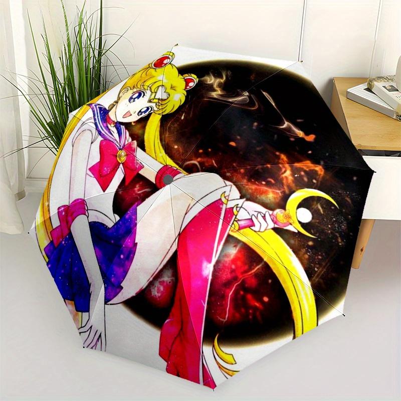 Sailor Moon Crescent Moon Brooch PinUmbrella, Portable 3-Fold Compact Umbrella for Men & Women Gift