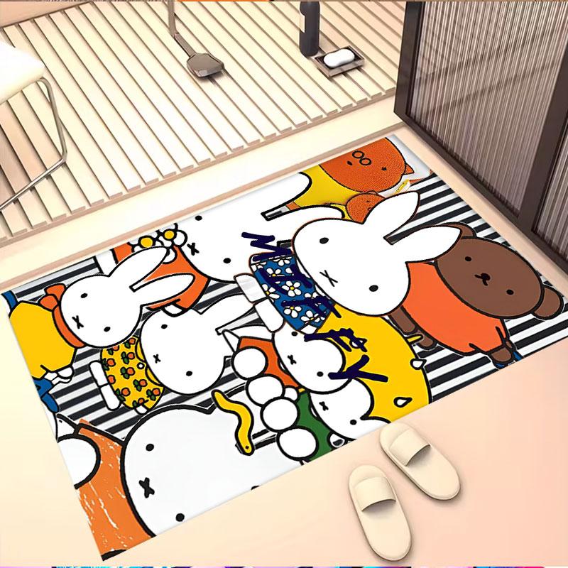 Miffy Print Rug, Washable Floor Carpet, For Entryway Dorm Laundry Room Office Study, Home Decor Birthday Christmas Gift