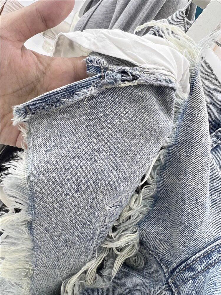 Summer 2026 American Pink Ripped Denim Shorts - Korean Style Wide-Leg A-line Hot Pants