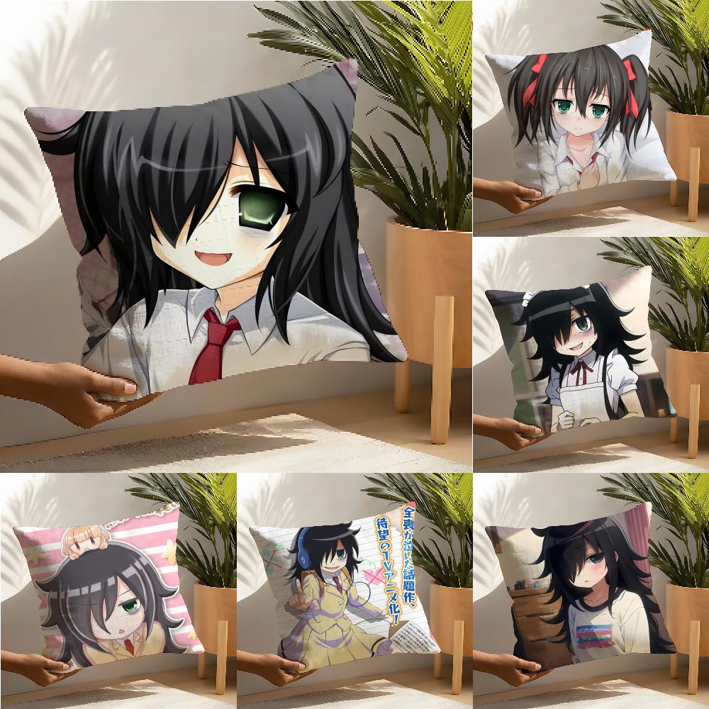 Anime Character Tomoko Kuroki Pillow Case Cotton Linen Fabric Square Zipper Pillowcase Home Decorative Living Room
