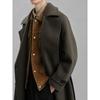 GXG Men's Wool Blend Double-Breasted Longline Coat