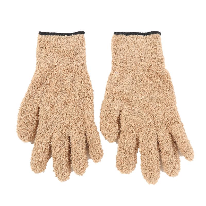 2024 New Cleaning Gloves Microfiber Coral Fleece Car Grooming Gloves Solid Five Finger Dust Removal Housework Absorbent Gloves