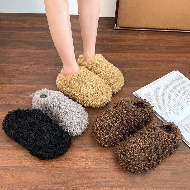 Fashion Women's Slippers 2025 Autumn Winter Fashion New Comfortable Furry Indoor Casual Slippers Platform Female Retro Warm Plush Shoes