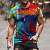 Men's Summer Casual 3D Printed Short Sleeve Round Neck Top T-shirt Blouse