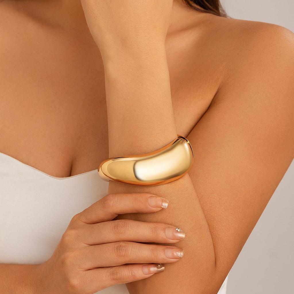 Metallic Water Drop Open Bangle – European and American Fashion Trend