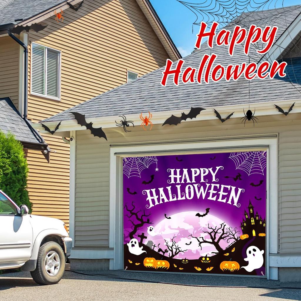7 X8 ft Happy Halloween Garage Door Banner Decorations Funny