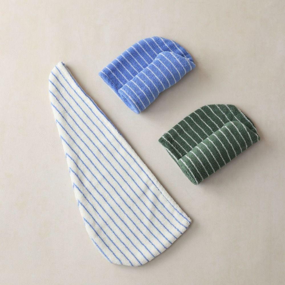Azure Holiday Striped Hair Towel Combed Cotton Luxury Hair Dry Towels Hot Hair Wrap Drying Tool