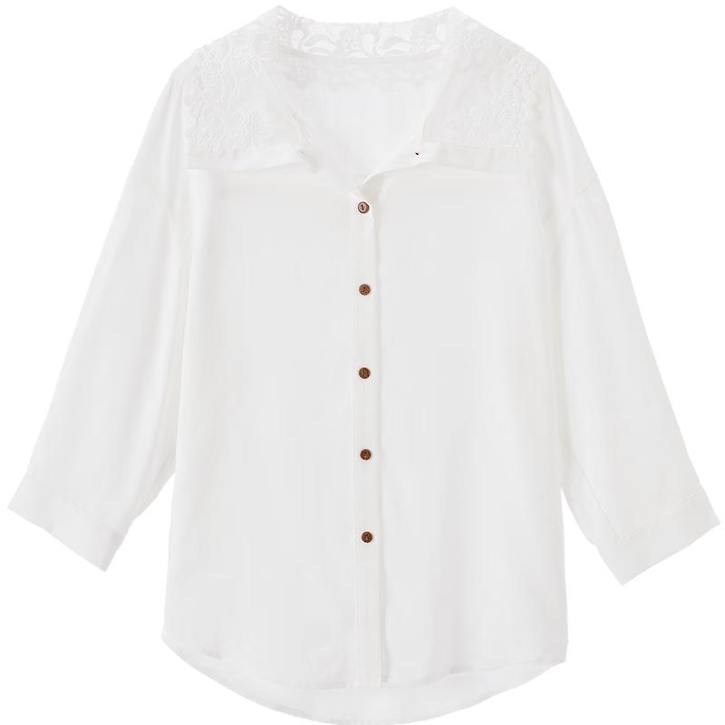 Betu Women s French Style Lyocell Lace Lapel Shirt S
