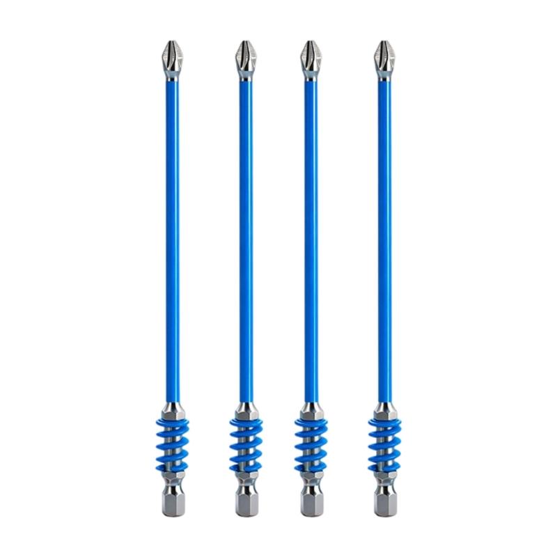 4Pcs High Hardness Alloy Steel Magnetic Spring Loaded Hexagonal Shank Screwdriver Bit For Electricians, Mechanics