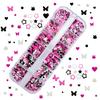 12-Grid Black & Pink Rabbit Heart Nail Art Sequins Resin for DIY Craft