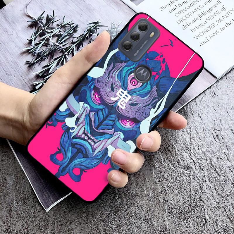Samuraj Oni maska etui na telefon Motorola Moto E32 E20 E40 G22 G52 G20 G30 G100 G60 G50 G10 GPure GStylus G9 jedno działanie makro