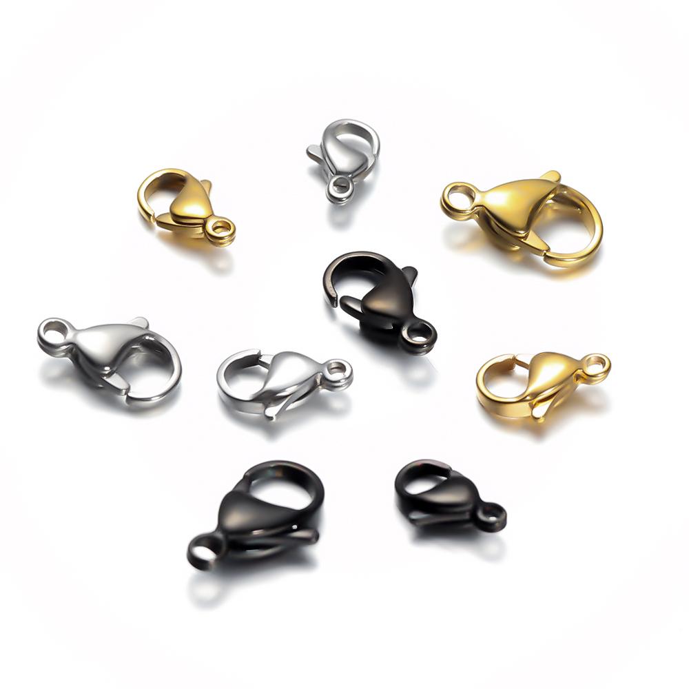 Semitree 25Pcs Stainless Steel Gold Black Lobster Clasps Jewelry Findings DIY Necklace Bracelet Making Accessories 9/10/12/15MM