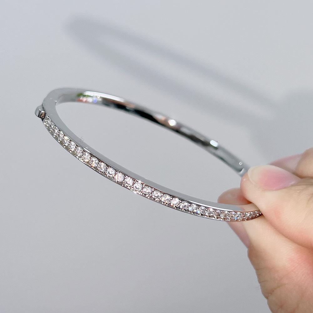 Top Quality Pure 925 Sterling Silver Jewelry for Women Gold Bangle Diamond Bangle Wedding Party Jewelry New Bangle Gift Jewelry
