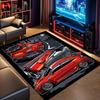 Red Supercars Night Mountain Scene Comic Print Area Rug Non‑Slip Rectangular Floor Mat Auto Enthusiast Decor for Gaming Bedroom Living Room