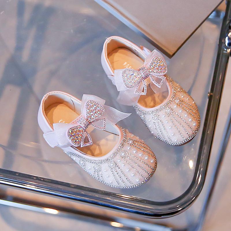 

Children s Girl Princess Shoes New Soft Sole PU Leather Flats Kids Rhinestone Crystal Footwear Size 23-35 Girl Shoes 25
