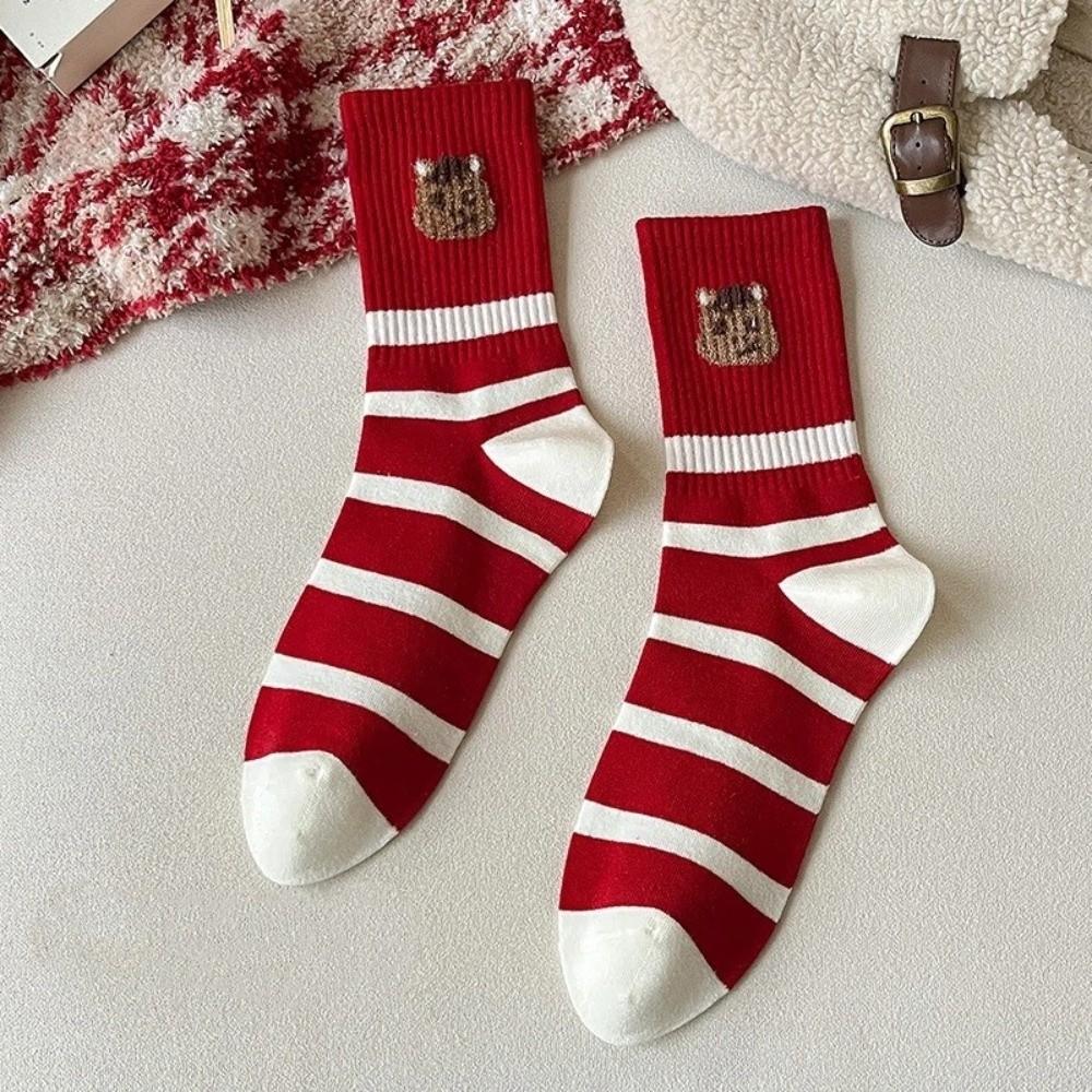Soft Cartoon Red Socks Cotton Year of The Horse Socks Ladies Socks Zodiac Year Socks  Gift
