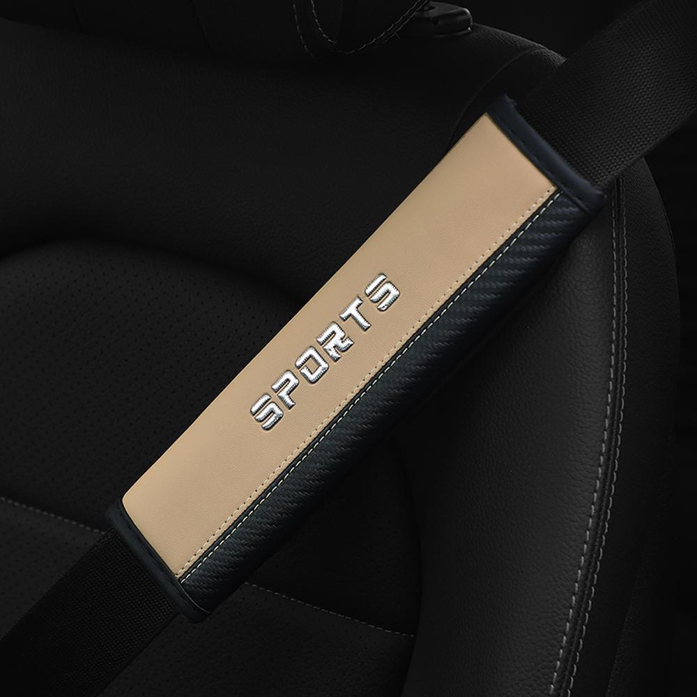 1PC Carbon Fiber Leather SPORTS Car Seat Belt Shoulder Cover Insurance Strap Cover Automotive Supplies to Prevent Tightening