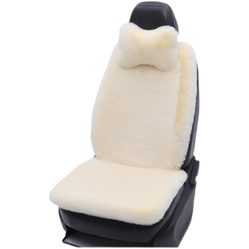 Winter Rabbit Fur Wool Heated Car Seat Cushion - Non-slip, Warm, for Single Seat with Small Waist Support