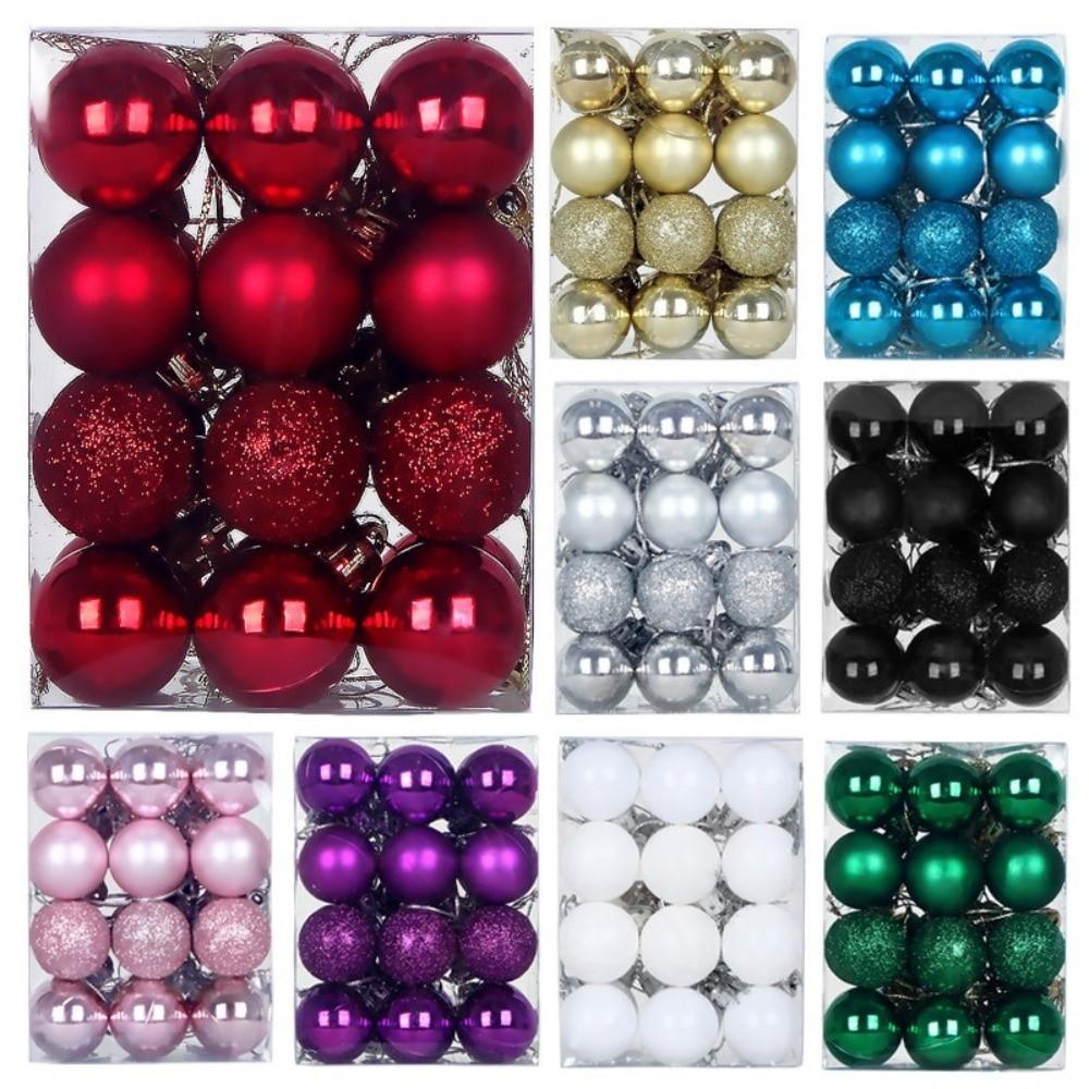24Pcs 3cm Christmas Baubles Plastic Christmas Ball Ornament  Home Garden Decoration