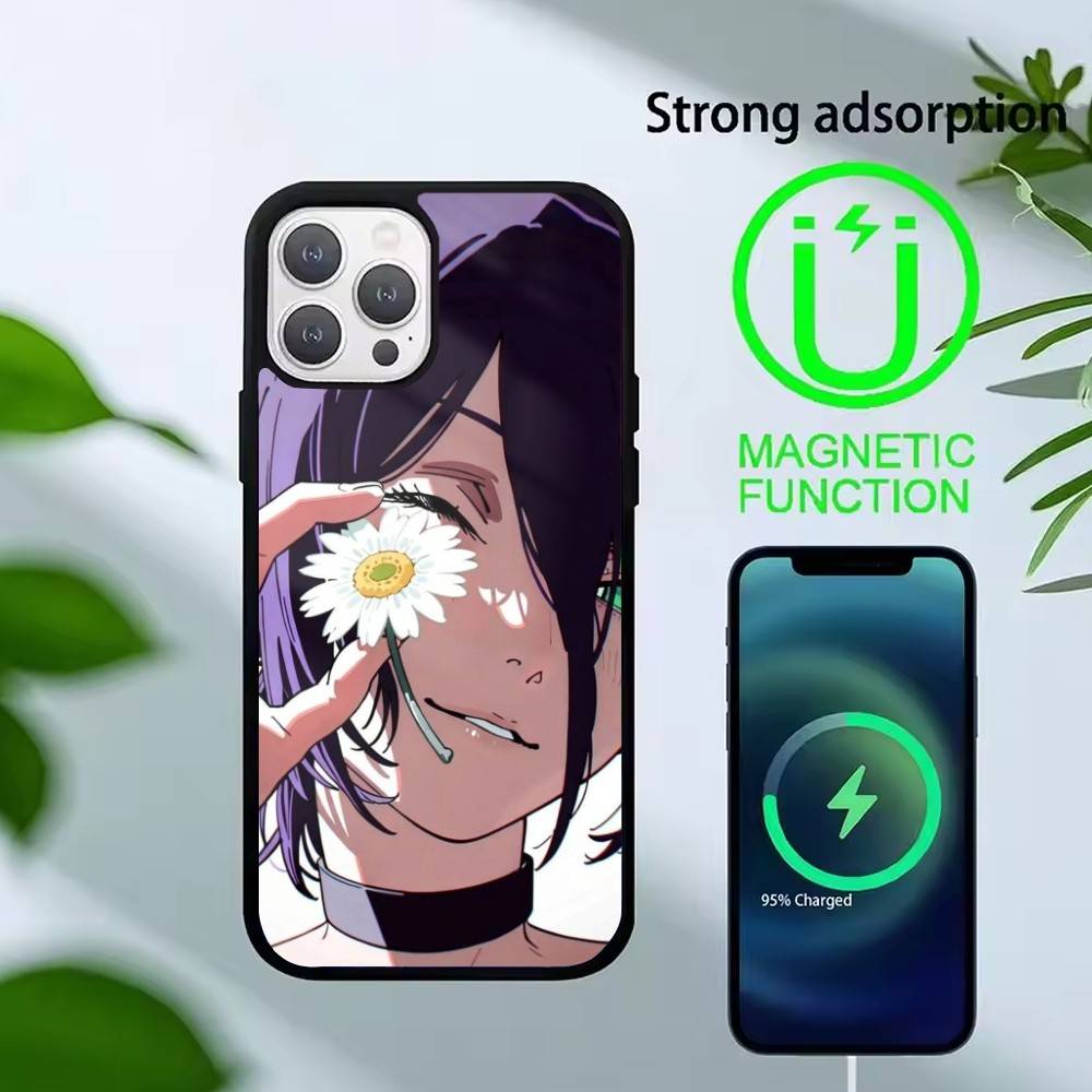 R-Reze C-Chainsaw Man Phone Case For iPhone17,16,15,14,13 Plus,Pro Max Magnetic For Magsafe Wireless Charging