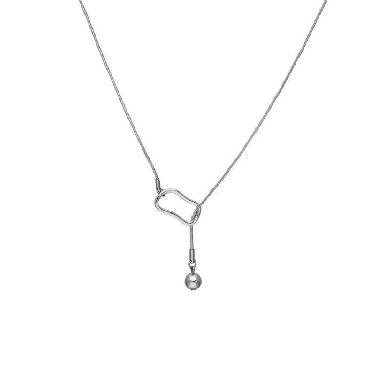 

Fashionable Silver Gold Bead Necklace Versatile Alloy Jewelry Neckchain Adjustable Length Clavicle Chain Gift