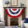 USA Fächerfahne, 4. Juli Amerikanische Flaggen Girlande, Rot Weiß Blau Patriotisches Halbfächer Banner für Unabhängigkeitstag Veranda Garten Außen Innen