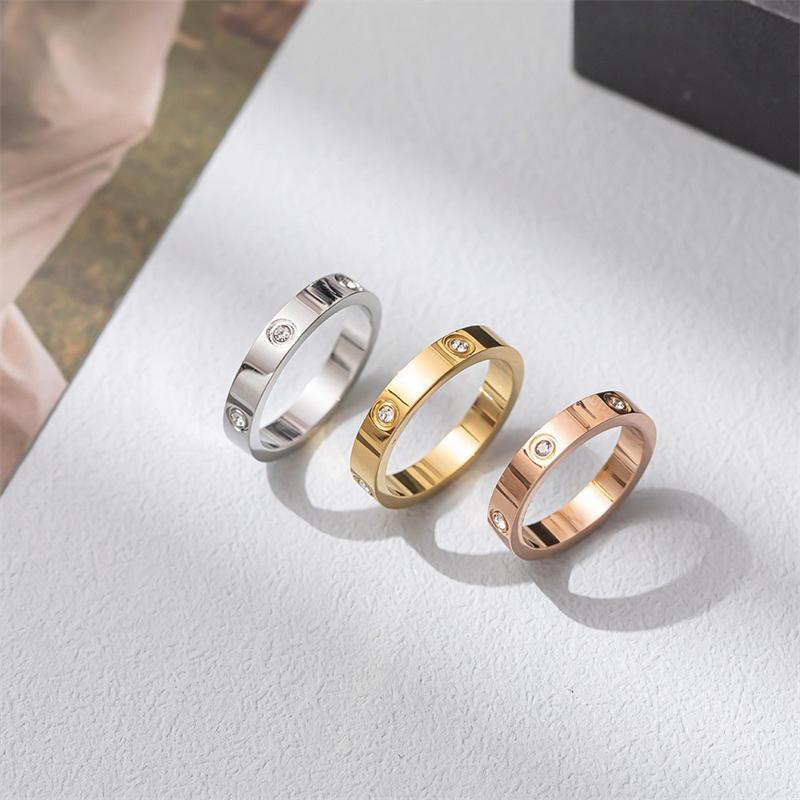 Modering für Paare aus Edelstahl in Roségold, Titanstahl Paar Zirkonring, Luxusschmuck für Damen und Herren, Hochzeitsgeschenke